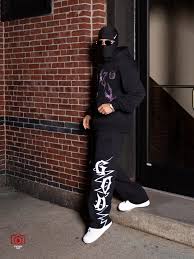 GLAZA GOD ZIP UP SWEAT SUIT -BLACK