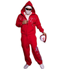 GLAZA GOD ZIP UP SWEAT SUIT -RED