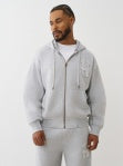 TRUE RELIGION RIB STITCH DEPT BOXY ZIP UP - HEATHER GREY - 109816-HEATHER GREY