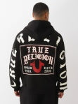 TRUE RELIGION TR FLAG ZIP UP HOODIE - JET BLACK