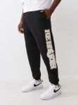 TRUE RELIGION TERRY APPLIQUE JOGGERS JET BLACK