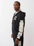 TRUE RELIGION TERRY APPLIQUE ZIP UP HOOD - JET BLACK