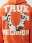 TRUE RELIGION TERRY APPLIQUE ZIP UP HOOD - KOI ORANGE