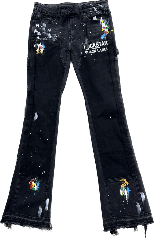 ROCKSTAR ORIGINAL LINUS BLACK STACKED FLARE JEAN