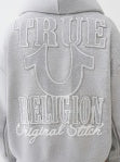 TRUE RELIGION RIB STITCH DEPT BOXY ZIP UP - HEATHER GREY - 109816-HEATHER GREY