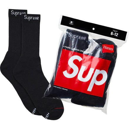 Supreme x Hanes Crew Socks (4 Pack) 'BLACK'