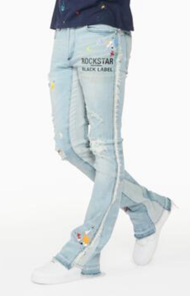 ROCKSTAR ORIGINAL LINUS BLUE STACKED FLARE JEAN