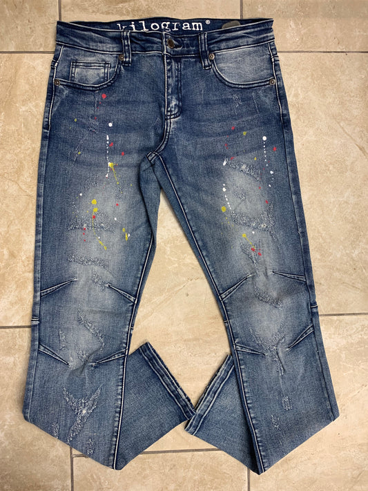 WASHED MOTOR PAINT SPLASHED JEANS- KILOGRAM