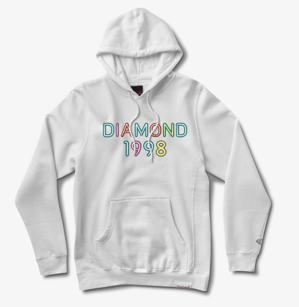 RADIANT NEON HOODIE (WHITE)-DIAMOND