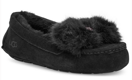 UGG-ANSLEY PUFF BOW SLIPPER-BLACK